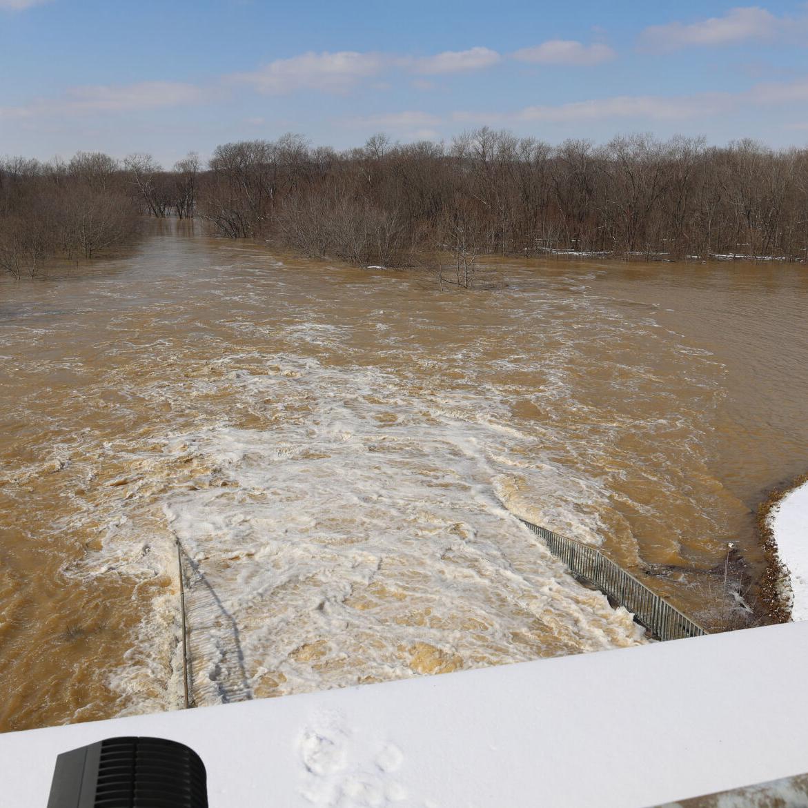 Flood water at MSD Pond Creek Flood Pump Station